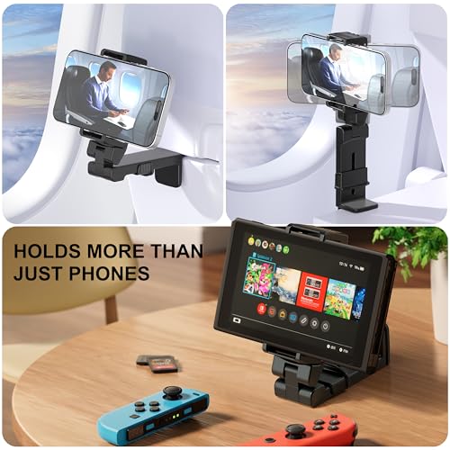 Perilogics Gen 2 Airplane Phone Holder Mount – Silent Hands-Free Travel Phone Stand, Travel Essential for Flying, 360° Adjustable Tray Table Phone Holder Fits iPhone, Android & Gaming Devices - Image 2