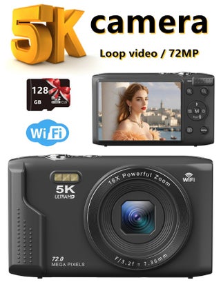 5K Digital camera, 72MP CCD autofocus camera, WiFi supported video recording camera, suitable for YouTube video creation, equipped with 128GB storage card and flash - the ideal choice for content creators - pzsku/ZCE7D5F5DE31D53E76A9AZ/45/1748591257/e5a5c2d5-a69c-4a52-80b9-1c1ec065b728