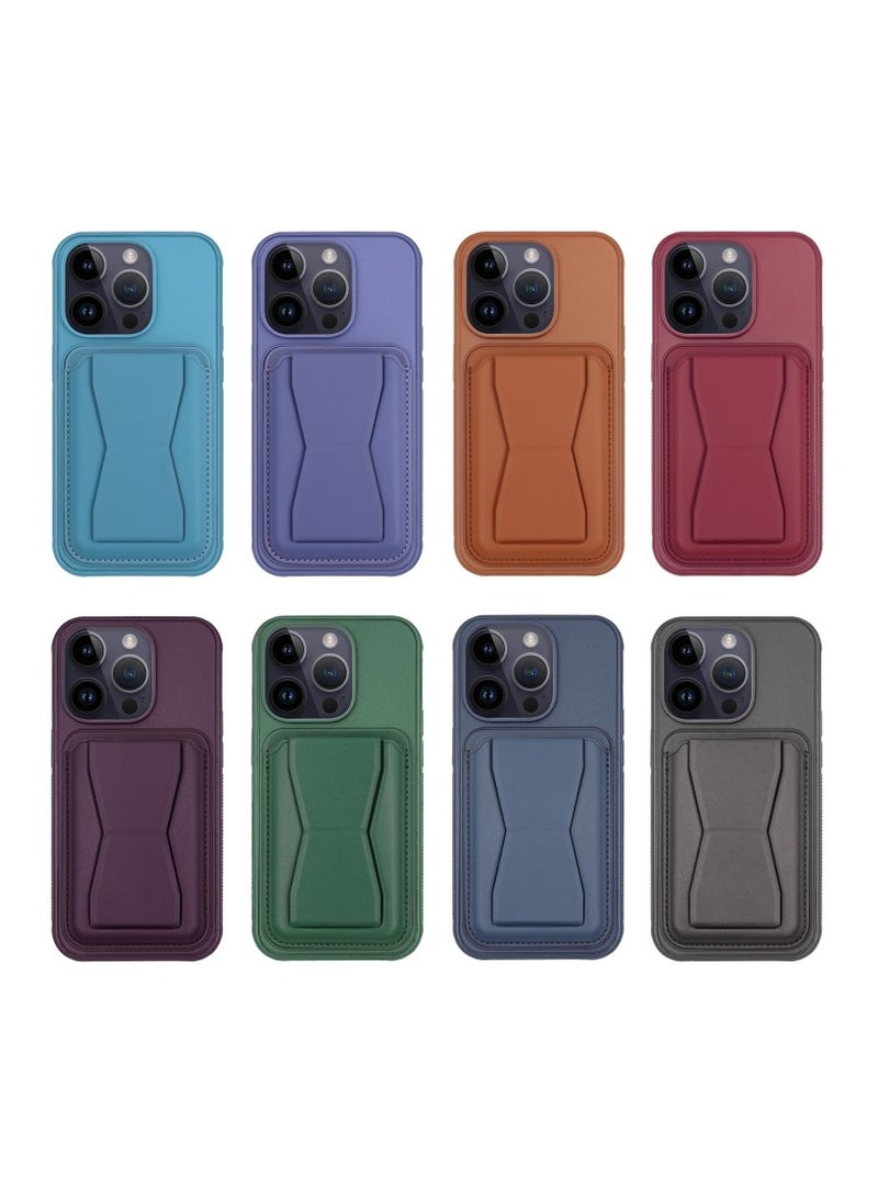 HDD Anti-Scratch Full Body Protection With Grip Card Holder Cover Case For Iphone 15 in green - Image 3