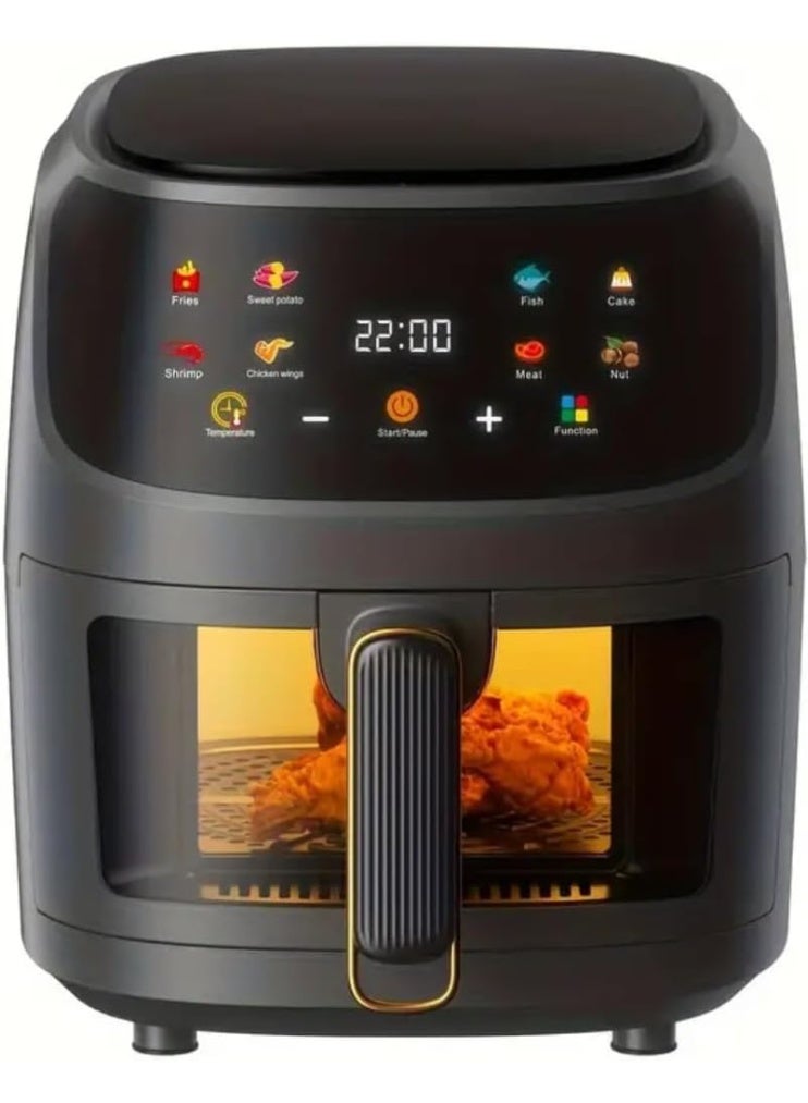 JAJEEK 6L Digital Air Fryer with Visual Cooking Window and Internal Light – 10-in-1 Multi-Function Air Fryer for Quick & Healthy Meals – Large Capacity Black Air Fryer for Roasting, Baking, Broiling, Dehydrating, Reheating, Food Warming – Easy to Clean, Efficient Kitchen Appliance - Image 1