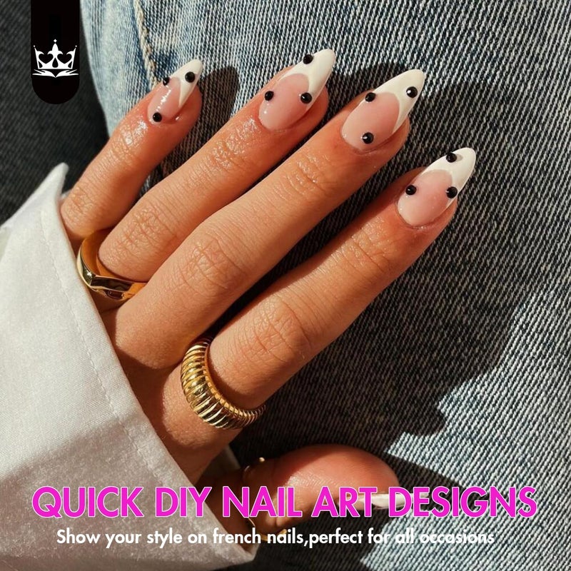 KQueenest 30 Pcs White French Tip Press on Nails Short Almond Nails Acrylic, Natural Nude Pink Medium Fake Nails Press ons, Classic Glue on Nails Short, Gel French Nails for Women Wedding Office - Image 5