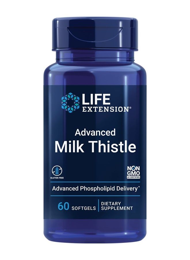 Life Extension مكمل حليب الشوك المتقدم من لايف إكستينشن - مكمل حليب الشوك لدعم وظائف الكبد، صحة الكلى والتخلص من السموم - مع سيليمارين، سيليبينيين، إيزوسيليبين A، B - خالي من الجلوتين، غير معدل وراثيًا - 60 كبسولة لينة - Image 1