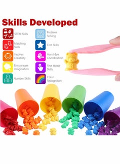 Generic 71-Piece Colorful Counting Bears Set with Storage Bag, Sorting Cups, Bear Counters, and Dice for Early Math Learning Games  - Image 3