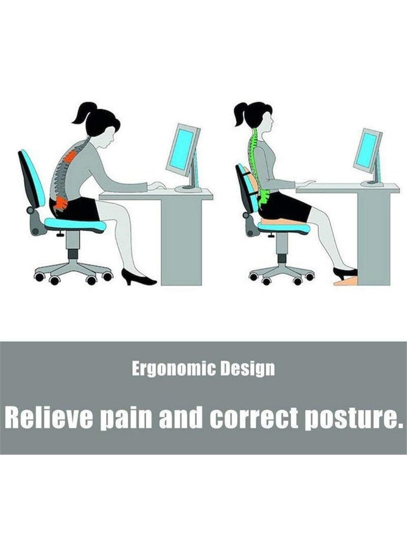 Memory Foam Seat Cushion and Lumbar Support Pillow Set, 2 Pieces, Ergonomic Chair Cushions for Office, Car and Home Seating - Image 3