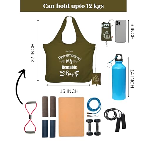 IVILLAGE Unisex Foldable Reusable Polyester Bags for Shopping, Stylish Designer Tote & Shopper Shoulder Bag, Lightweight, & Eco Friendly Handbag with 12Kg Capacity, Pink & Green - Image 4