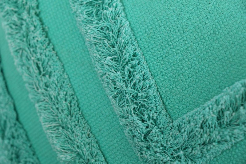 IMPEXART PVT LTD 18x18 Inches Cotton Turquoise Boho Shaggy Square Geometric Desgin Cushion Cover for Decor Couch Sofa Bedroom Living Room Farmhouse Indoor Outdoor - Image 3