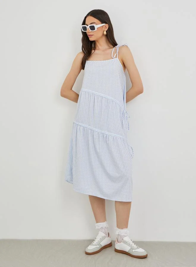 Take Two Take Two Solid Sleeveless Tiered Knee Length Dress
