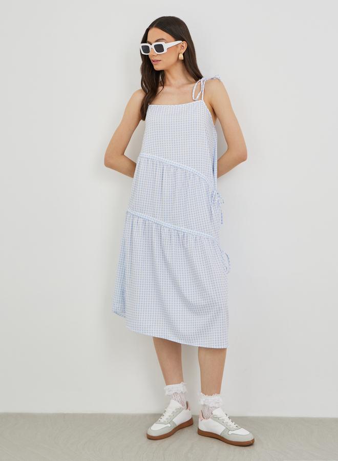 Take Two Solid Sleeveless Tiered Knee Length Dress - Image 1