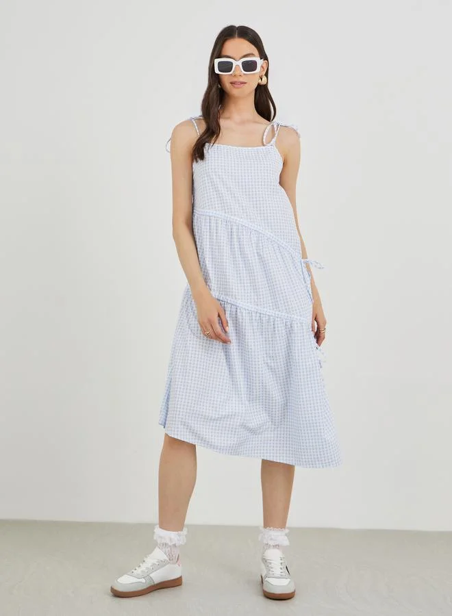 Take Two Take Two Solid Sleeveless Tiered Knee Length Dress