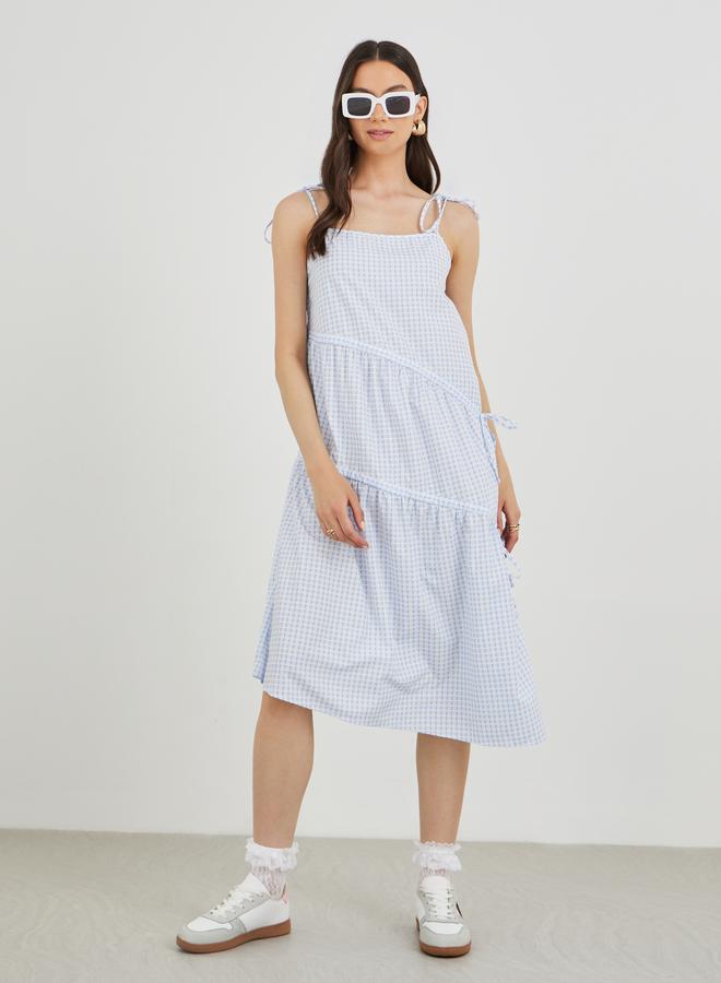 Take Two Solid Sleeveless Tiered Knee Length Dress - Image 2