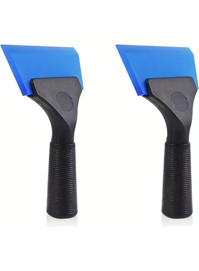 2pcs Small Squeegee with 5 Inch Pure Blue Rubber Blade Mini Wiper for Window Tinting Mirror Glass Cleaner Non Slip Handle ABS Plastic - Image 2
