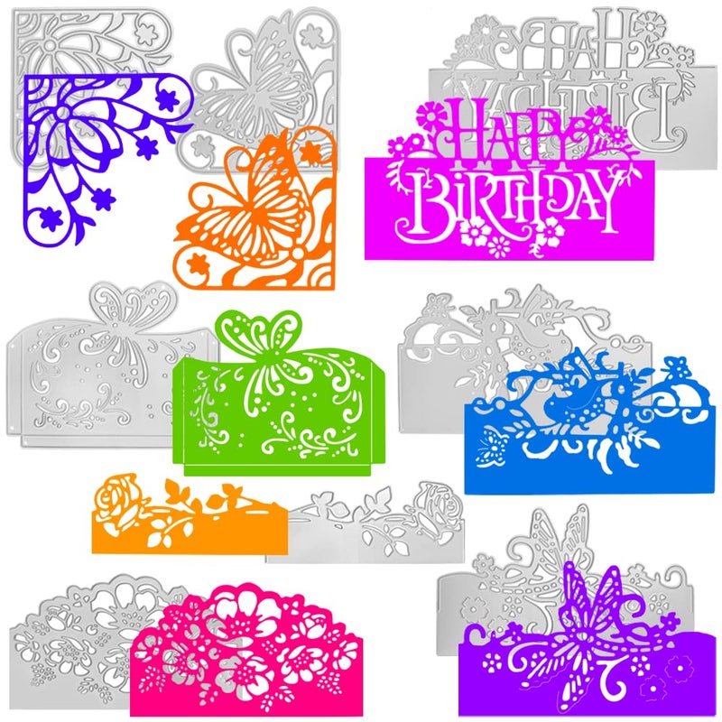 AFUNTA 8 Sets Dies for Card Making, Birthday Metal Die Cuts Rose Flower Bird Butterfly Cutting Dies Embossing Stencils for DIY Scrapbook Album Decorative, Scrapbook Card Making - Image 1