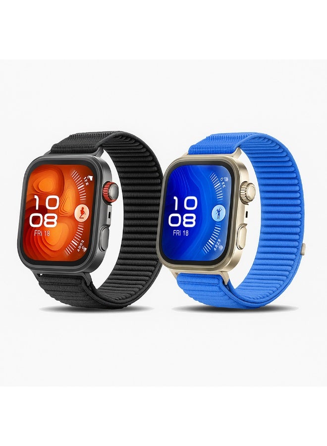 O Ozone For Huawei Watch Fit 3/Fit 4/Fit 4 Pro Watch Strap, Adjustable Nylon Sports Watch Strap Replacement Wristbands for Men & Women - Black, Blue - Image 1