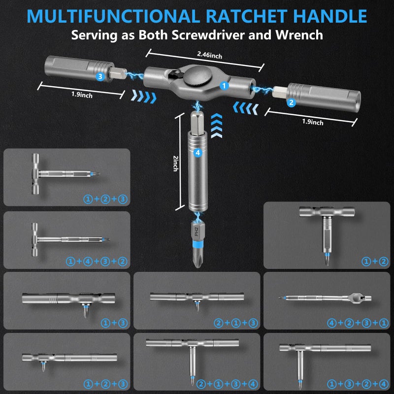 wiselifetech Magnetic Screwdriver Set,50 In 1 Ratchet Screwdriver Kit,Precision Screw Drive Torx Bit with Handle,Multi Tool Gift for Glasses Repair,Watch,Tech Lovers,Bike,Electronics,Home,Phone,Computer,Laptop,Diy - Image 5