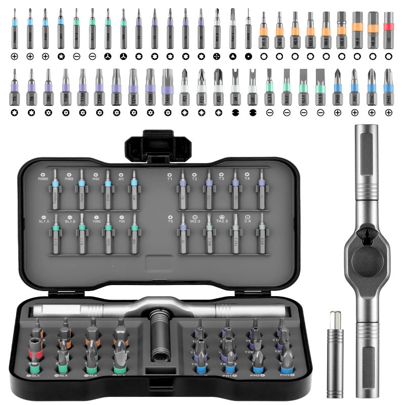 wiselifetech Magnetic Screwdriver Set,50 In 1 Ratchet Screwdriver Kit,Precision Screw Drive Torx Bit with Handle,Multi Tool Gift for Glasses Repair,Watch,Tech Lovers,Bike,Electronics,Home,Phone,Computer,Laptop,Diy - Image 1