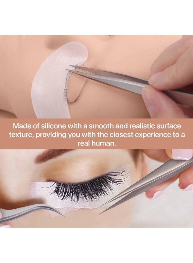 Pretty memory رأس دمية للرموش مع 4 أزواج من الجفون القابلة للإزالة، رأس دمية من السيليكون لممارسة المكياج وتدريب تمديد الرموش - Image 5