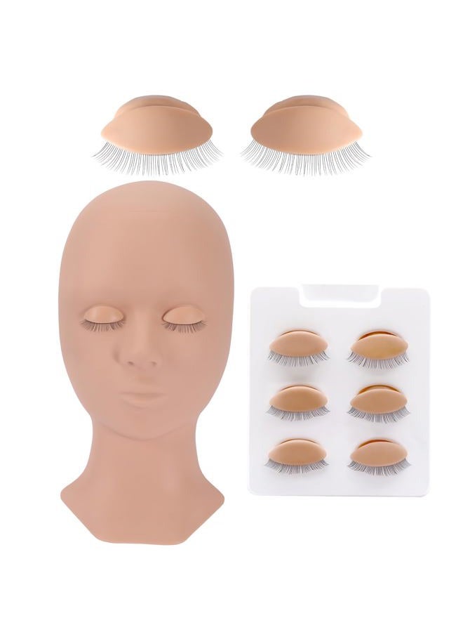 Pretty memory رأس دمية للرموش مع 4 أزواج من الجفون القابلة للإزالة، رأس دمية من السيليكون لممارسة المكياج وتدريب تمديد الرموش - Image 1
