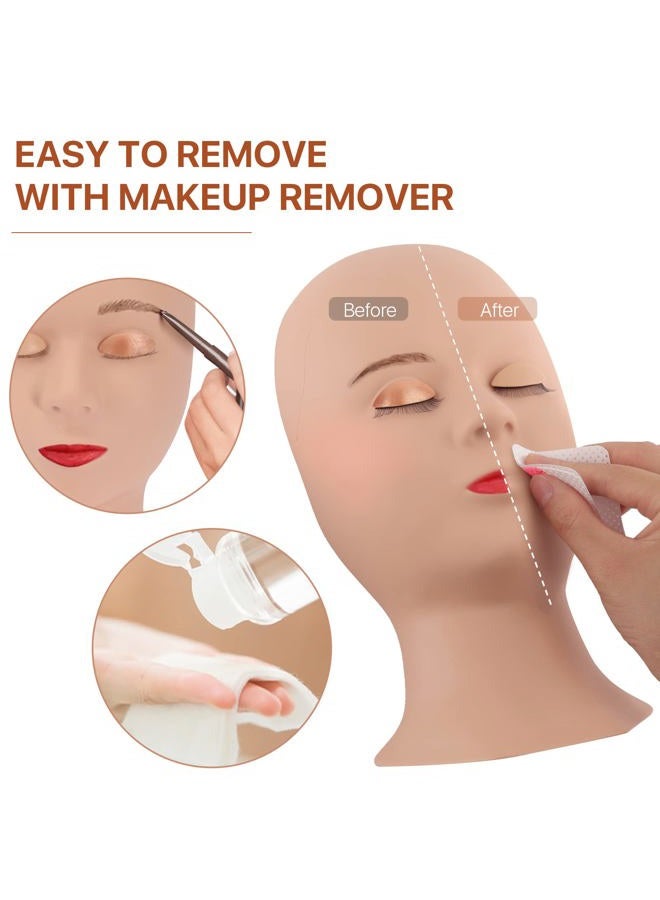 Pretty memory رأس دمية للرموش مع 4 أزواج من الجفون القابلة للإزالة، رأس دمية من السيليكون لممارسة المكياج وتدريب تمديد الرموش - Image 4