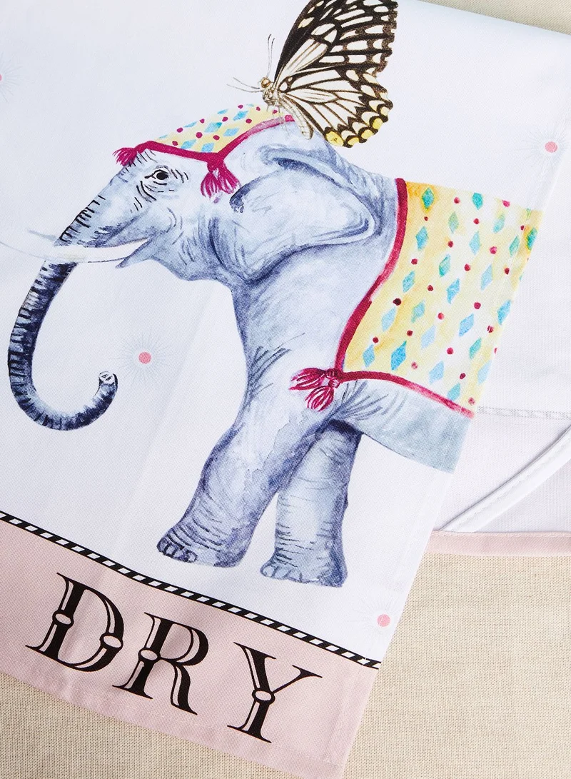 YVONNE ELLEN Set Of 2 Tea Towels Elephant And Zebra