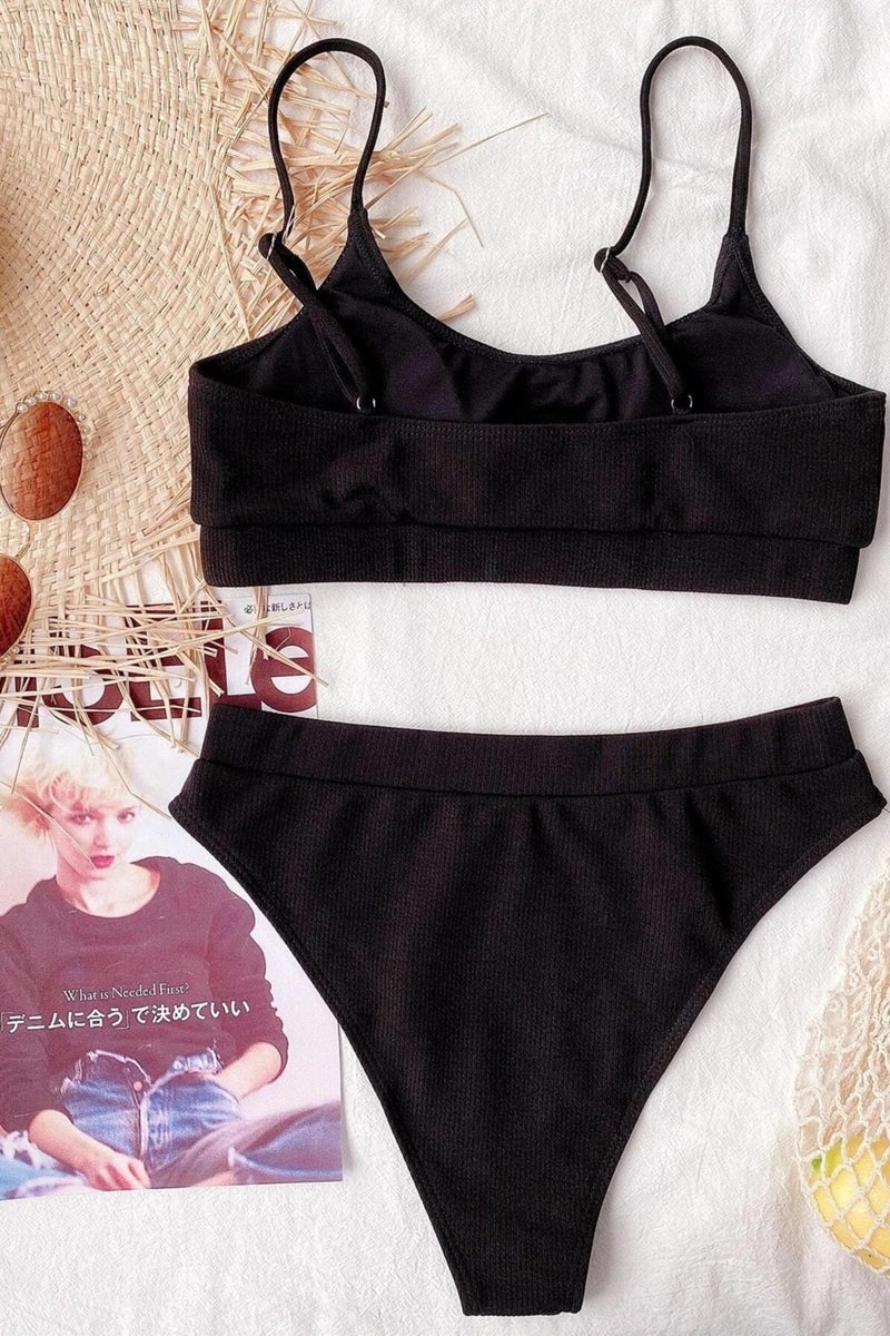 Angelsin High Waist Twill Tankini Bikini Top  - Image 2