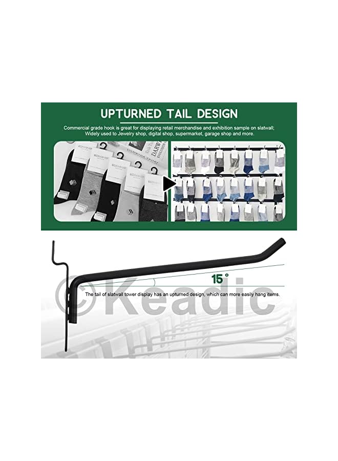 Keadic 32Pcs Slatwall Hooks Assortment Set 2/4/6/8 Inch Slat Wall Shelf Brackets Hanging Hook Heavy Duty Pegboard Gridwall Hooks Display Panel Hook for Garage Shop Retail (Black) - Image 3
