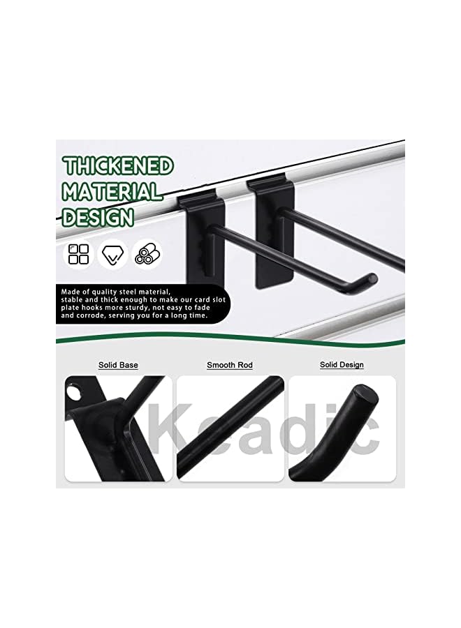 Keadic 32Pcs Slatwall Hooks Assortment Set 2/4/6/8 Inch Slat Wall Shelf Brackets Hanging Hook Heavy Duty Pegboard Gridwall Hooks Display Panel Hook for Garage Shop Retail (Black) - Image 4