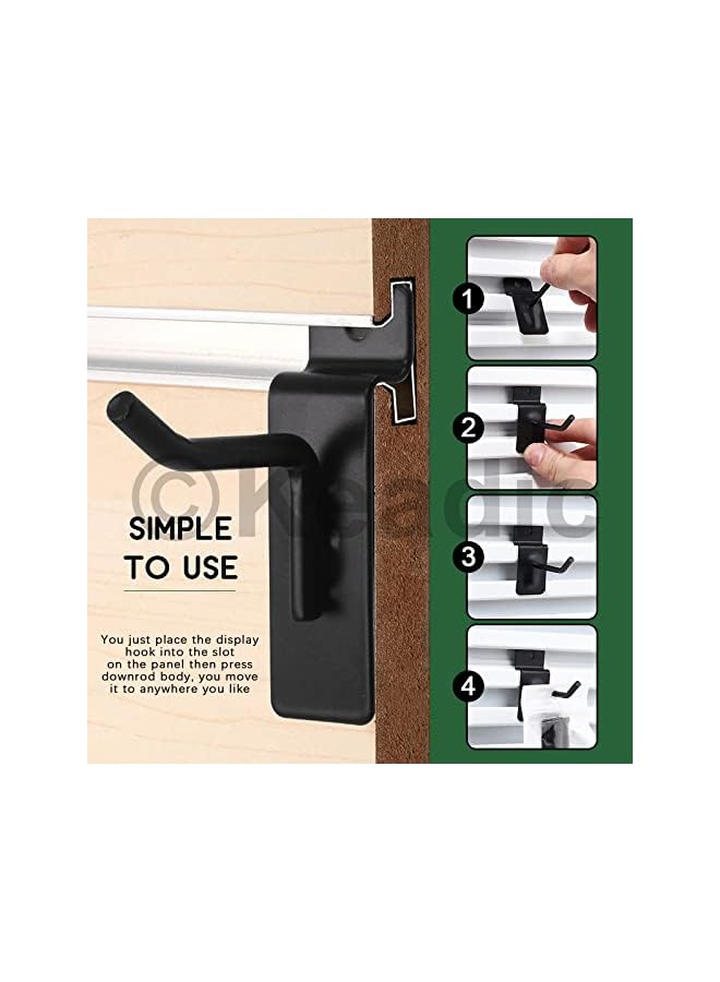 Keadic 32Pcs Slatwall Hooks Assortment Set 2/4/6/8 Inch Slat Wall Shelf Brackets Hanging Hook Heavy Duty Pegboard Gridwall Hooks Display Panel Hook for Garage Shop Retail (Black) - Image 5