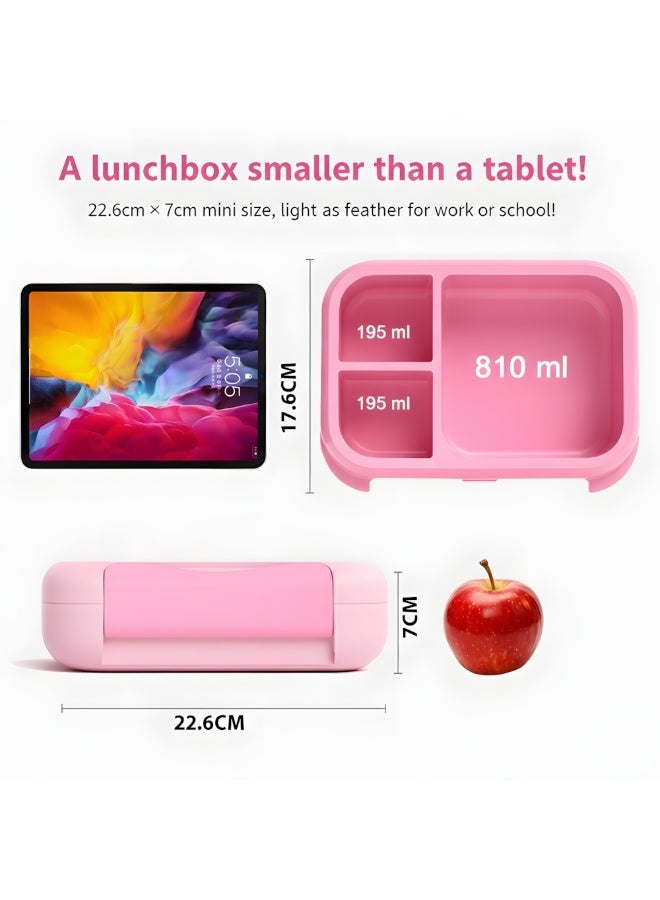 Lunch Boxes For Kids, Bento Lunch Box,Leak-Proof,3 Practical Compartments And 2 Removable Compartment,Microwave & Dishwasher & Freezer Safe, 1200ml (Pink) - Image 4