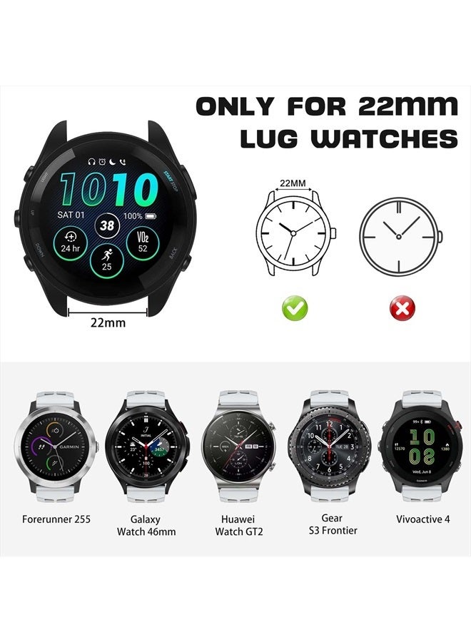 ISABAKE Compatible with Garmin Vivoactive 4/Venu 2/Forerunner 255 265 Bands,Silicone Strap Sport Wristband for Samsung Galaxy Watch 3 45mm/Galaxy Watch 46mm/Gear S3 Frontier Watch Band - Image 3