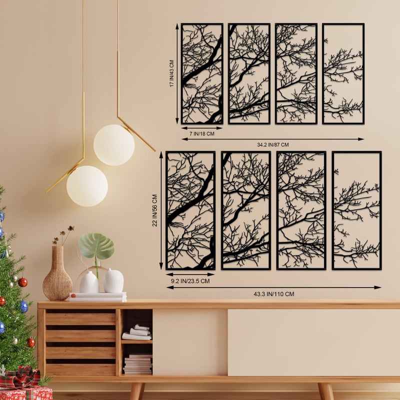 ESTART 4 Pieces Tree of Life Metal Wall Decor, Black Tree Branch Metal Wall Art, Tree Sign Wall Hangings for Home Garden Office Living Room Indoor Outdoor (Large) - Image 4