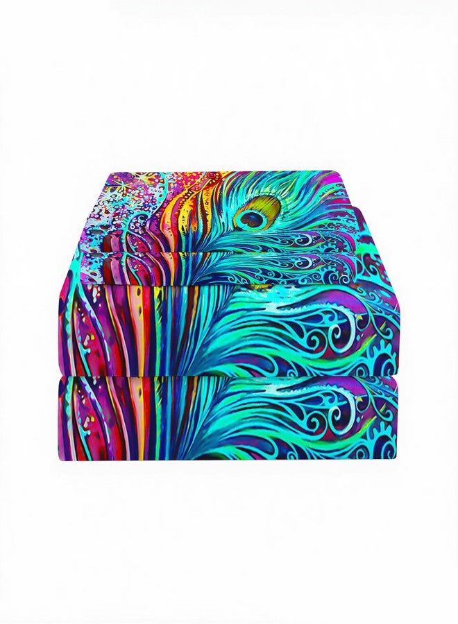 soxuding Hippie Feather Sheets Full Size Set，Boho Peacock Fitted Sheets (2 Pillowcase) Soft Microfiber for Boys Girls - Image 4