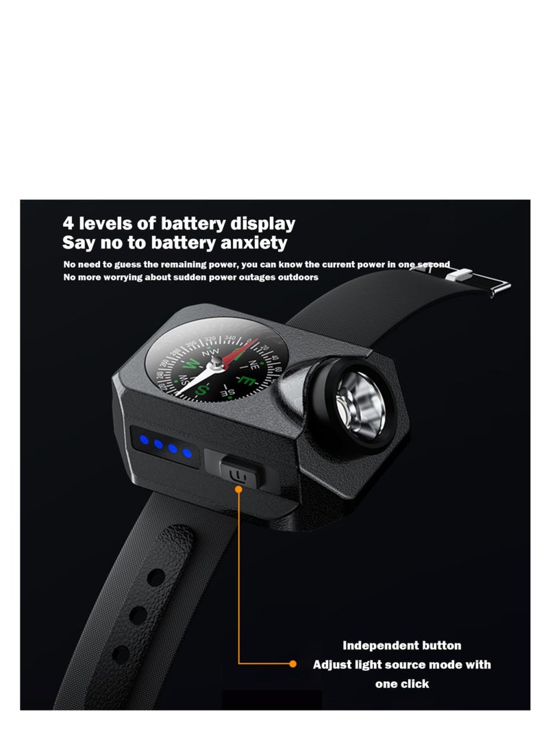 Generic - Rechargeable Waterproof Wrist Flashlight for Running, Outdoor Activities, and Night Walking - Lightweight Hands-Free Flashlight Watch for Enhanced Visibility. - Image 1