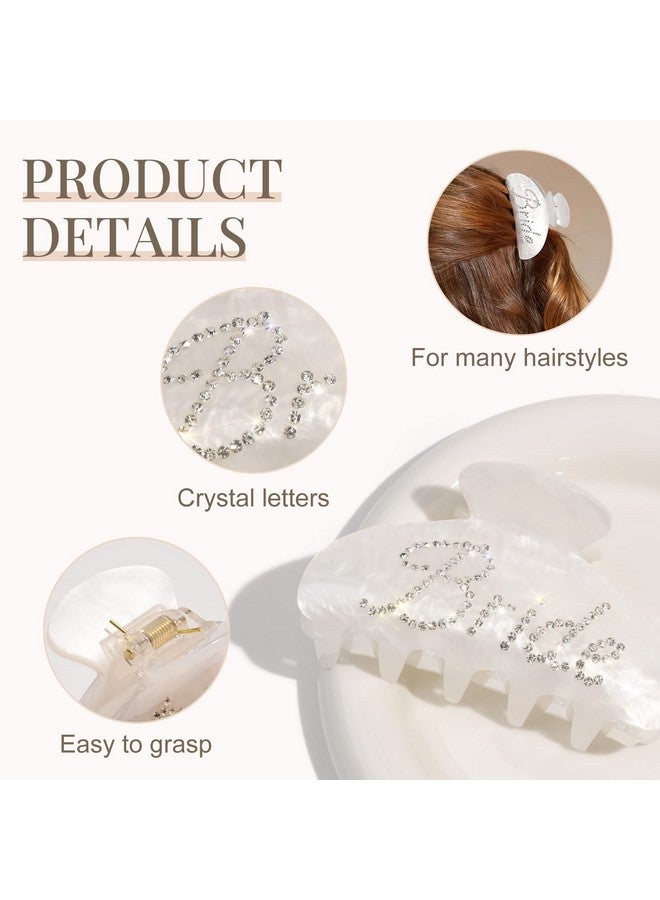 Aileam Bride Claw Hair Clip, Aileam White Acrylic Hair Clip Banana Barrettes, Rhinestone Bride Logo, Bachelorette Party Decorations Bridesmaid Gift Shower Wedding - Image 4