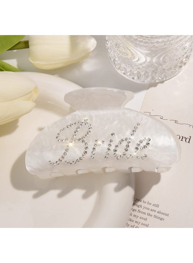 Aileam Bride Claw Hair Clip, Aileam White Acrylic Hair Clip Banana Barrettes, Rhinestone Bride Logo, Bachelorette Party Decorations Bridesmaid Gift Shower Wedding - Image 2