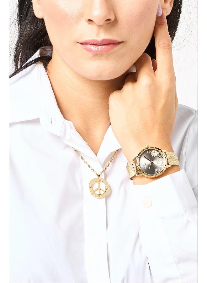 POLICE Women Marietas Grey Dial Gold Stainless Steel Bracelet Analog Watch - 36Mm - Image 4