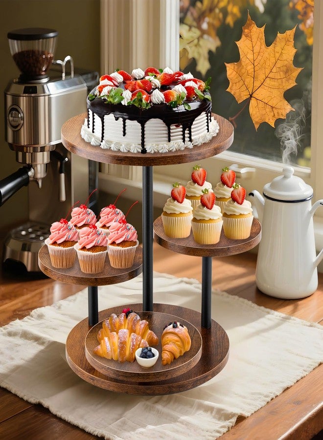 SogYupk Rustic 4-Tier Rotating Wooden Cupcake Tower Stand for 50-60 Cupcakes, Elegant Dessert Display Tray for Parties, Weddings, and Celebrations - Image 5