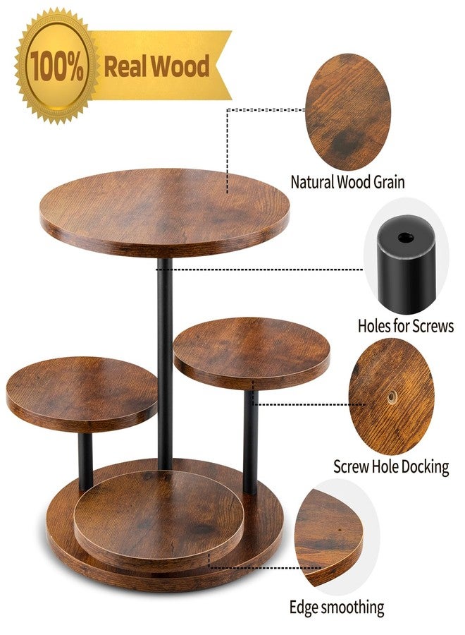 SogYupk Rustic 4-Tier Rotating Wooden Cupcake Tower Stand for 50-60 Cupcakes, Elegant Dessert Display Tray for Parties, Weddings, and Celebrations - Image 3
