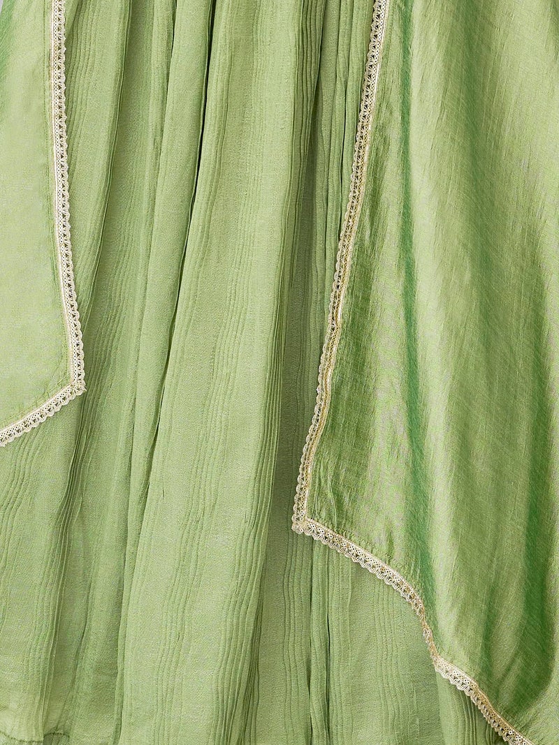PURVAJA Women's Silk Semi-Stitched Lehenga choli (Yashi-Lime_Free Size) - Image 4