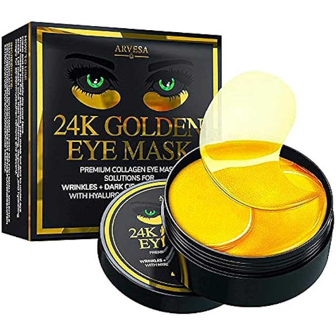 Arvesa Luxury Under Eye Patches - 24K Gold Eye Mask Anti-Aging Hyaluronic Acid - Under Eye Mask for Reducing Dark Circles & Puffy Eyes (15 PAIRS) - Under Eye Bags Treatment - Image 1
