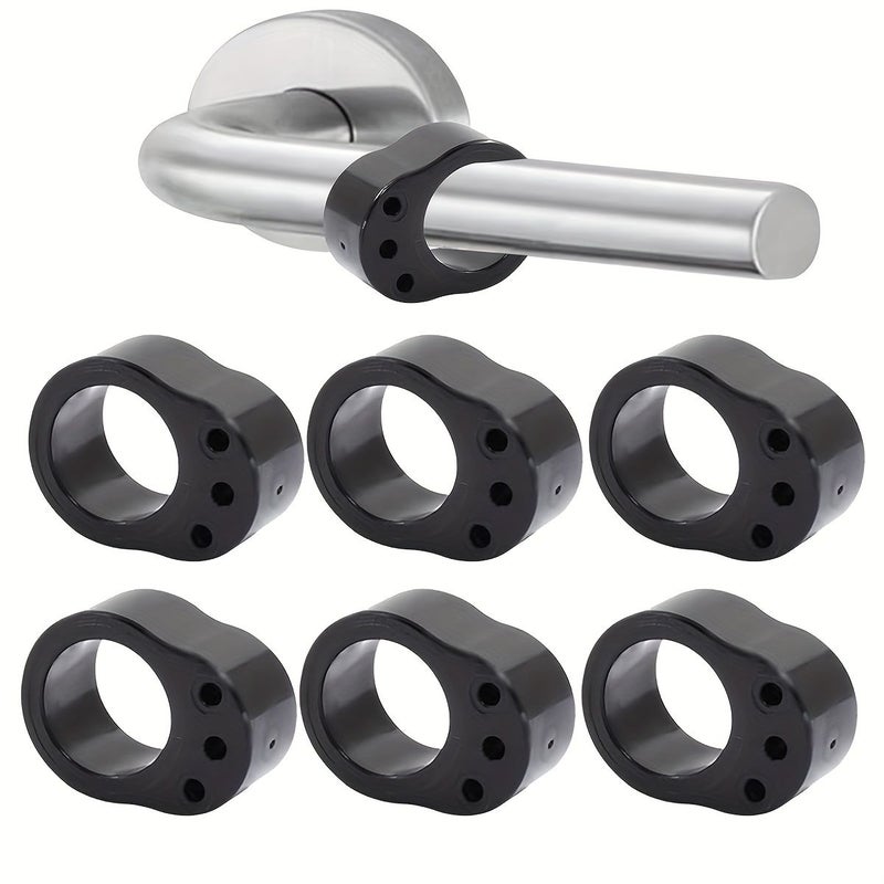 6pcs Black Door Handle Protectors Silent Anti Collision Stoppers No Drilling Required Durable Stoppers for Home Office Use Easy Installation - Image 1