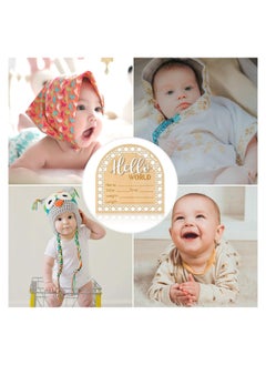 SYOSI Wooden Newborn Announcement Sign, Rattan Hello World Birth Announcement Sign, Baby Name Plaque for Girl Boy Photo Prop Baby Shower Nursery Hospital, Baby Shower Gift  - Image 5