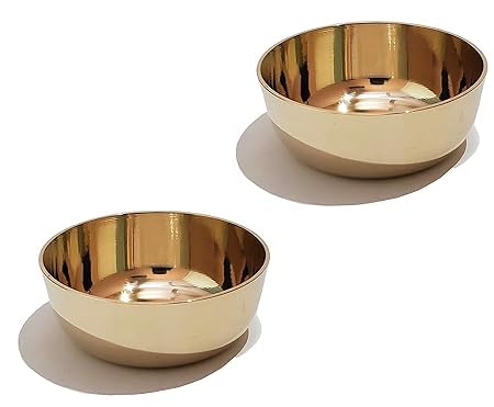 ABB STORE Pure Kansa Bronze Design Dinner Plate Set, Gold (Set - 6 Piece) Pure Kansa - Premium Luxury Dinner Set - Image 4