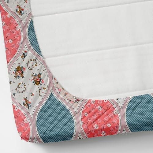 VOMZER 320 TC Cotton Feel All Around Elastic Fitted Floral Bedsheets King Size, Premium Fitted Bedsheets King Size for Double Bed with 2 Pillow Covers, Size- 78" x 72" (White Pink) - Image 5