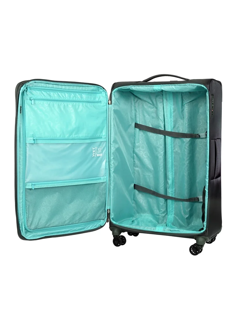 AMERICAN TOURISTER  Majoris + Suitcase, Check-In Size 83 cm, 4 Spinner Wheels, Soft Top, 100% Polyester, Balsam Green|TSA Combination Lock|Expandable - 3 Years International Warranty  | Best Price UAE