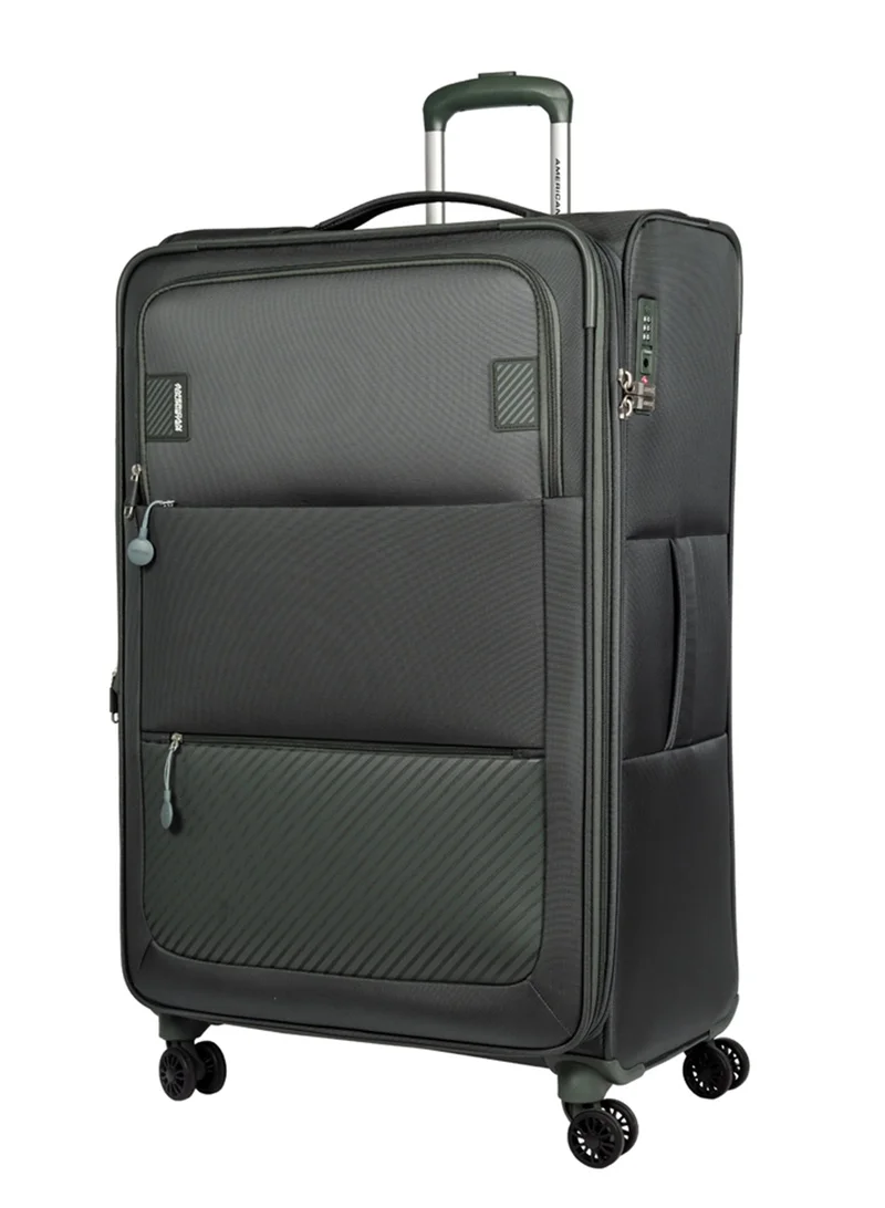 Majoris + Suitcase, Check-In Size 83 cm, 4 Spinner Wheels, Soft Top, 100% Polyester, Balsam Green|TSA Combination Lock|Expandable - 3 Years International Warranty
