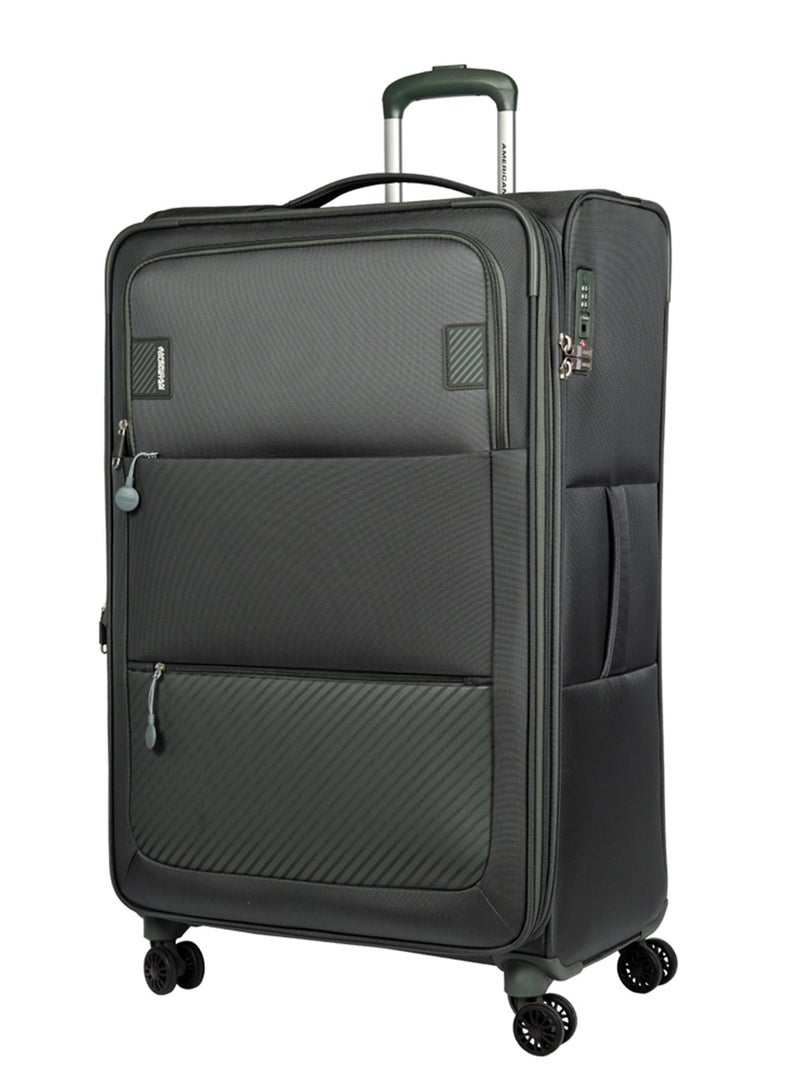 AMERICAN TOURISTER ماجوريس + حقيبة سفر، حجم تسجيل 83 سم، 4 عجلات دوارة، قمة ناعمة، 100% بوليستر، أخضر بلسم | قفل تركيبي TSA | قابل للتوسع - ضمان دولي لمدة 3 سنوات - Image 1