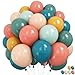 Froova Boho Rainbow Balloons 60 Pcs Retro Teal Blue Blush Pink Dark Light Orange Yellow Sage Green Dusty Blue Balloon Colorful Balloons for Thanksgiving Fall Autumn Baby Shower Decor Safari Birthday - Image 3