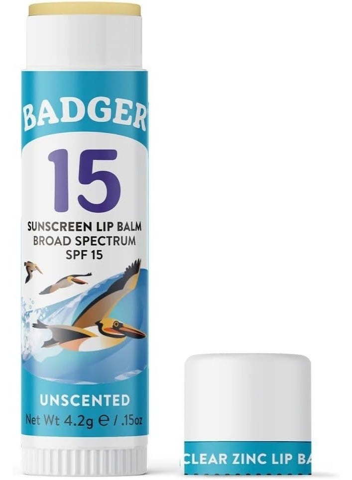 Badger Sunscreen Lip Balm SPF 15 Unscented 0.15 oz (4.2 g) - Image 2