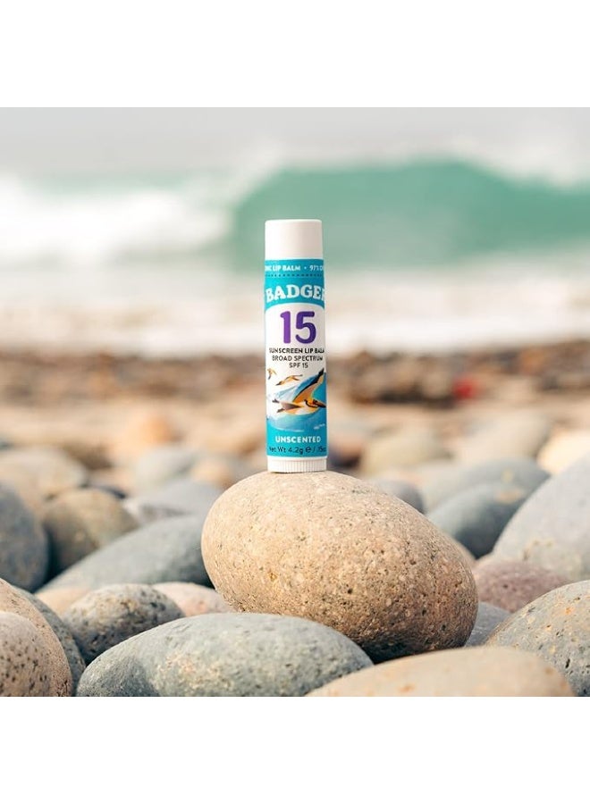 Badger Sunscreen Lip Balm SPF 15 Unscented 0.15 oz (4.2 g) - Image 4