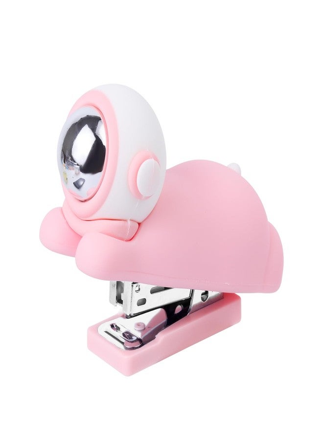 Honagu Cute Stapler, Cartoon Stereoscopic Silicone Stapler, Labor-Saving Office Supplies, Desktop Stationery Gift for Students Teachers,1st Day of School Gifts for Kids (Pink) - Image 1